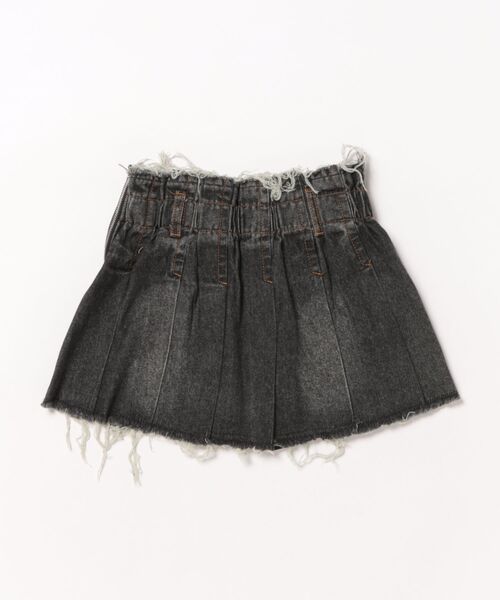 クラッシュデニムプリーツスカート【ジュニアお揃い】（スカート