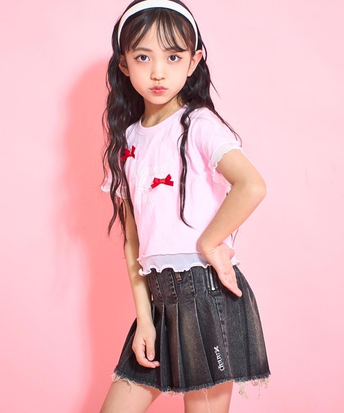 ANAP kids（アナップキッズ）の「クラッシュデニムプリーツスカート【ジュニアお揃い】（スカート・キッズ・ブラック/ブルー/ブラウン・130cm/120cm/110cm/130/120/110）」の16枚目の写真