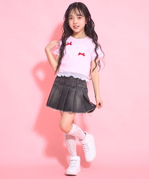 ANAP kids（アナップキッズ）の「クラッシュデニムプリーツスカート