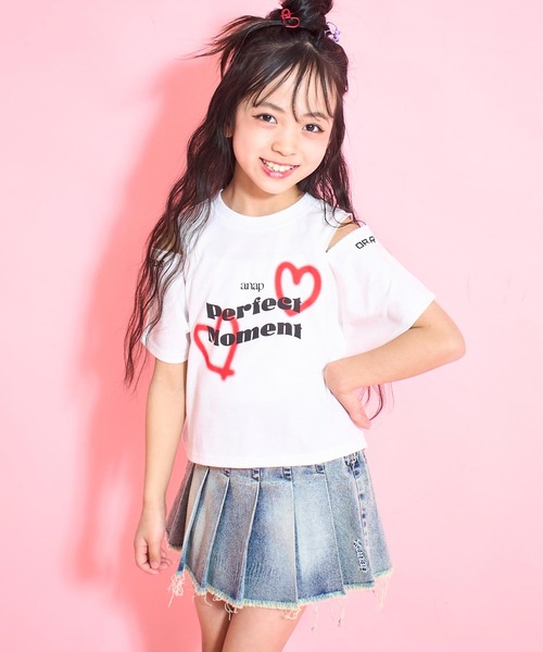 ANAP kids（アナップキッズ）の「クラッシュデニムプリーツスカート【ジュニアお揃い】（スカート・キッズ・ブラック/ブルー/ブラウン・130cm/120cm/110cm/130/120/110）」の14枚目の写真