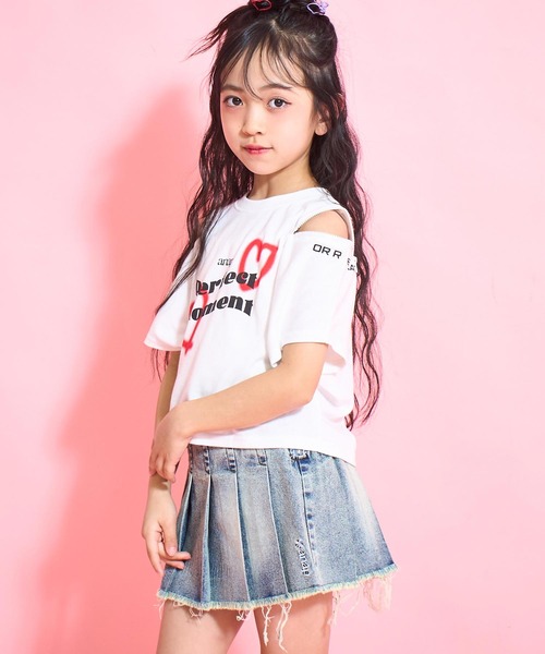 ANAP kids（アナップキッズ）の「クラッシュデニムプリーツスカート【ジュニアお揃い】（スカート・キッズ・ブラック/ブルー/ブラウン・130cm/120cm/110cm/130/120/110）」の4枚目の写真