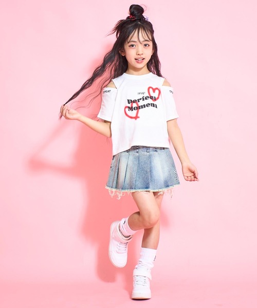 ANAP kids（アナップキッズ）の「クラッシュデニムプリーツスカート