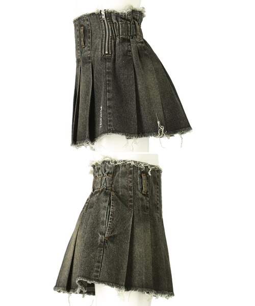 ANAP kids（アナップキッズ）の「クラッシュデニムプリーツスカート【ジュニアお揃い】（スカート・キッズ・ブラック/ブルー/ブラウン・130cm/120cm/110cm/130/120/110）」の8枚目の写真