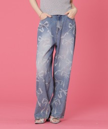 SIS（エスアイエス）の「SIS/エスアイエス/リボンプリントデニム（デニムパンツ）」