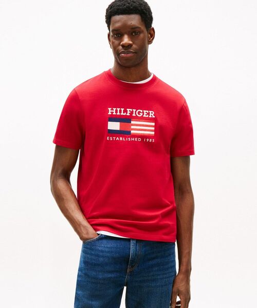 TOMMY HILFIGER(トミーヒルフィガー)の「アメリカーナモノタイプフラッグボックスTシャツ(Tシャツ/カットソー・メンズ・ホワイト/レッド/ネイビー・LARGE/SMALL/X-LARGE/MEDIUM)」の3枚目の写真