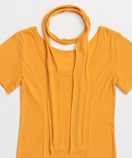 MAISON SPECIAL(メゾンスペシャル)の「With Tie Sheer Cotton T-shirt/タイ付きシアーコットンTEE(Tシャツ/カットソー・レディース・ブラック/オレンジ/ライム・FREE)」の17枚目の写真