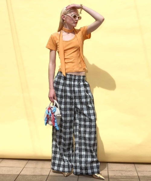 MAISON SPECIAL(メゾンスペシャル)の「With Tie Sheer Cotton T-shirt/タイ付きシアーコットンTEE(Tシャツ/カットソー・レディース・ブラック/オレンジ/ライム・FREE)」の8枚目の写真