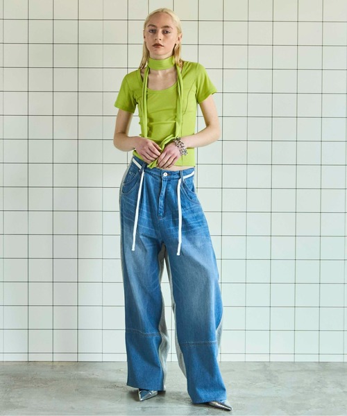 tシャツ With Tie Sheer Cotton T-shirt/タイ付きシアーコットンTEE「MAISON SPECIAL/メゾンスペシャル」 With Tie Sheer Cotton T-shirt/タイ付きシアーコットンTEE
