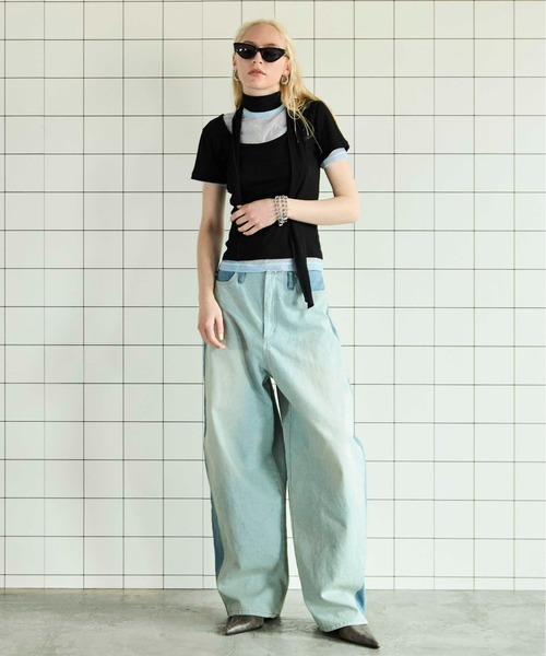 MAISON SPECIAL(メゾンスペシャル)の「With Tie Sheer Cotton T-shirt/タイ付きシアーコットンTEE(Tシャツ/カットソー・レディース・ブラック/オレンジ/ライム・FREE)」の5枚目の写真