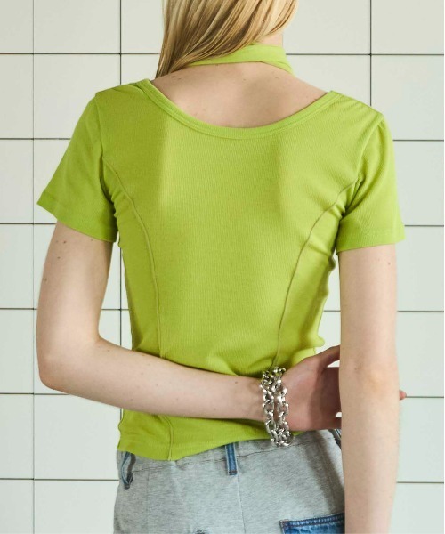 MAISON SPECIAL(メゾンスペシャル)の「With Tie Sheer Cotton T-shirt/タイ付きシアーコットンTEE(Tシャツ/カットソー・レディース・ブラック/オレンジ/ライム・FREE)」の13枚目の写真