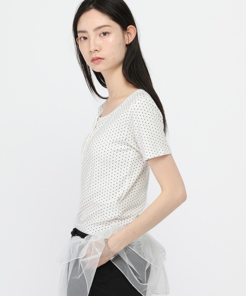 3.3 Field Trip （3.3フィールドトリップ）の「3.3 Field Trip／ドットヘンリーネックT（Tシャツ/カットソー・レディース・ブラック/ホワイト・FREE）」の9枚目の写真