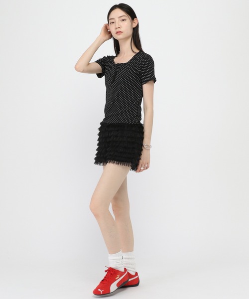 3.3 Field Trip （3.3フィールドトリップ）の「3.3 Field Trip／ドットヘンリーネックT（Tシャツ/カットソー・レディース・ブラック/ホワイト・FREE）」の10枚目の写真
