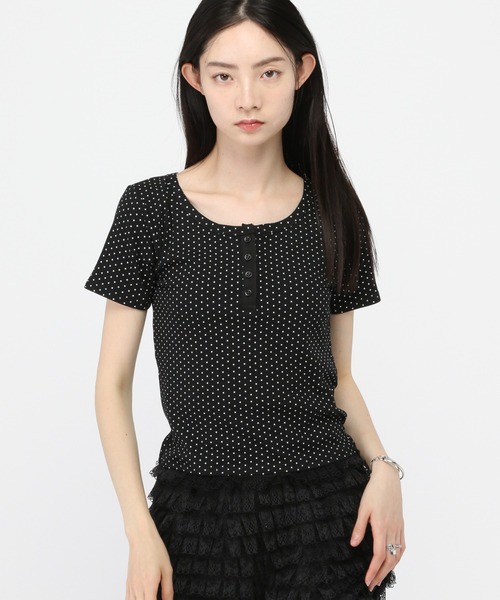 3.3 Field Trip （3.3フィールドトリップ）の「3.3 Field Trip／ドットヘンリーネックT（Tシャツ/カットソー・レディース・ブラック/ホワイト・FREE）」の13枚目の写真