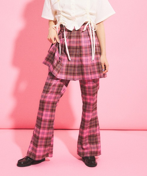 PUNYUS（プニュズ）の「チェックプリーツミニスカート（スカート・レディース・イエロー/グリーン/ピンク・1/2/3/4）」の3枚目の写真