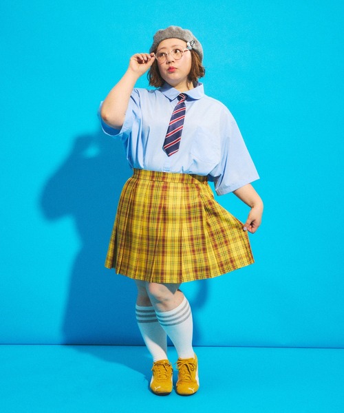 PUNYUS（プニュズ）の「チェックプリーツミニスカート（スカート・レディース・イエロー/グリーン/ピンク・1/2/3/4）」の21枚目の写真