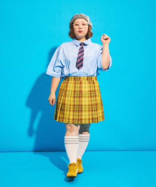 PUNYUS（プニュズ）の「チェックプリーツミニスカート（スカート・レディース・イエロー/グリーン/ピンク・1/2/3/4）」の22枚目の写真