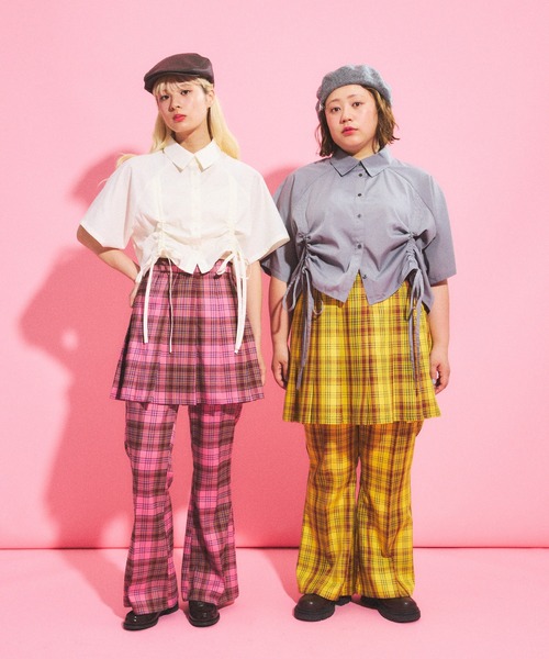 PUNYUS（プニュズ）の「チェックプリーツミニスカート（スカート・レディース・イエロー/グリーン/ピンク・1/2/3/4）」の12枚目の写真