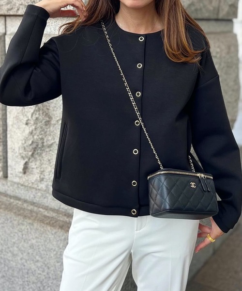 STYLEDOOR(スタイルドア)の「【サイズ展開あり】ダンボールノーカラージャケット(ノーカラージャケット・レディース・モカ/チャコールグレー/ブラック・3L/LL/L/M/S)」の11枚目の写真
