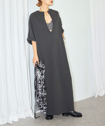 KEY NECK COTTON DRESS：ワンピース