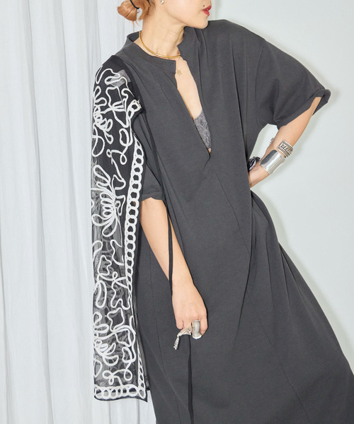 CITYSHOP（シティーショップ）の「KEY NECK COTTON DRESS：ワンピース