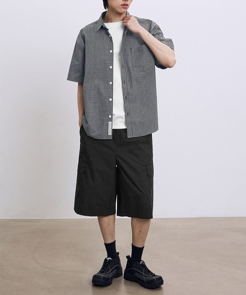 ブラウス シャツ 「UNISEX」Filluminate／Lowkeyチェック半袖シャツ レディース メンズ UNISEX】Filluminate／Lowkeyチェック半袖シャツ（シャツ