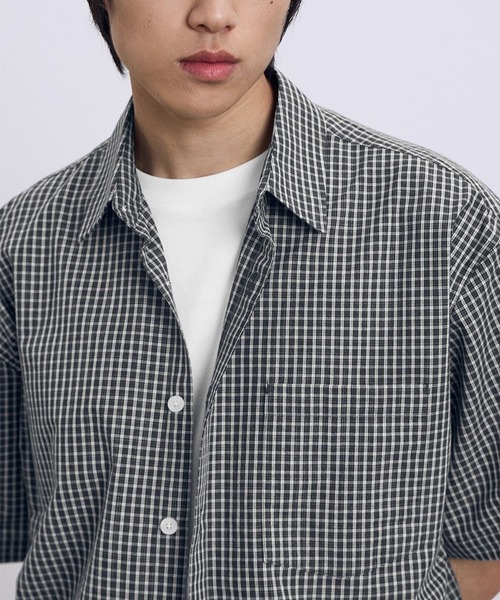 ブラウス シャツ 「UNISEX」Filluminate／Lowkeyチェック半袖シャツ レディース メンズ UNISEX】Filluminate／Lowkeyチェック半袖シャツ（シャツ