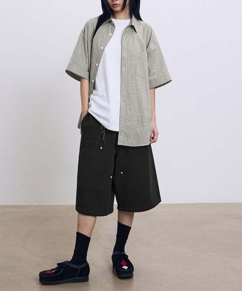 F.ILLUMINATE(フィルミネイト)の「【UNISEX】Filluminate/Lowkeyチェック半袖シャツ(シャツ/ブラウス・レディース・ライトベージュ/ブラック・MEDIUM/LARGE/SMALL)」の9枚目の写真