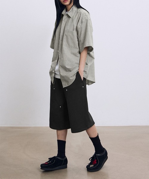 F.ILLUMINATE(フィルミネイト)の「【UNISEX】Filluminate/Lowkeyチェック半袖シャツ(シャツ/ブラウス・レディース・ライトベージュ/ブラック・MEDIUM/LARGE/SMALL)」の11枚目の写真