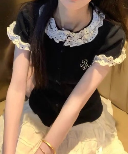 Achic(アシック)の「レースフリルカラーフロントボタンカットソー(Tシャツ/カットソー・レディース・ブラック・M)」の20枚目の写真