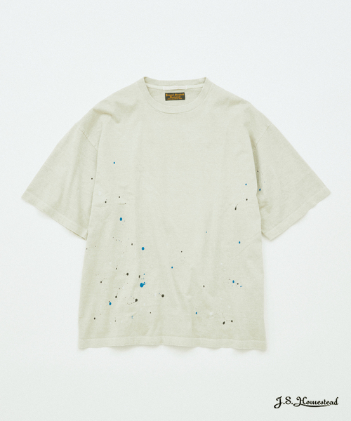 JOURNAL STANDARD J.S HOMESTEAD(ジャーナルスタンダードホームステッド)の「J.S.Homestead / HAND DRIP PAINTING TEE(Tシャツ/カットソー・メンズ・ブラック系その他/アーミー/アイボリー・LARGE/MEDIUM)」の1枚目の写真