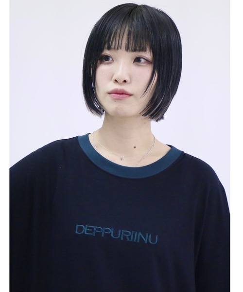 L.H.P(エルエイチピー)の「neuron/ニュウロン/DEPPURIINU ロングTシャツ(Tシャツ/カットソー・レディース・グリーン系その他3/ブラック/ホワイト・F)」の3枚目の写真
