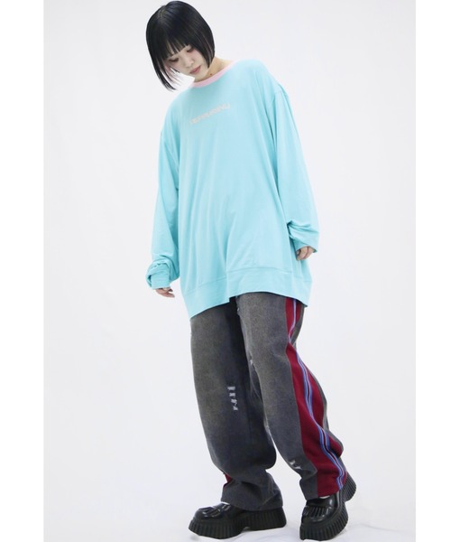L.H.P(エルエイチピー)の「neuron/ニュウロン/DEPPURIINU ロングTシャツ(Tシャツ/カットソー・レディース・グリーン系その他3/ブラック/ホワイト・F)」の6枚目の写真