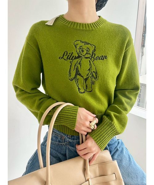 Lily Brown LilyBearニット Lily Bearエンブロイダリーニットトップス（ニット/セーター