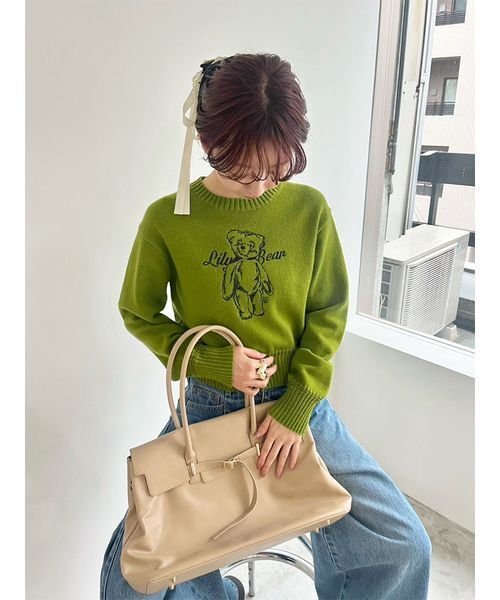 新品タグ付　リリーベアエンブロイダリーニットトップス　ベージュ Lily Bearエンブロイダリーニットトップス(ニット)｜トップス｜LILY