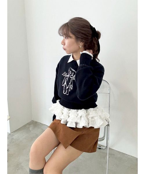 ニット セーター Lily Bearエンブロイダリーニットトップス レディース LILY BROWN｜Lily Bearエンブロイダリーニットトップス