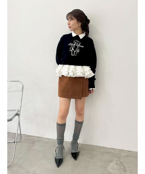 Lily Brown LilyBearニット Lily Bearエンブロイダリーニットトップス（ニット/セーター