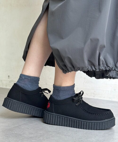 U.S. POLO ASSN.(ユーエスポロアッスン)の「【U.S. POLO ASSN. 】厚底モカシンシューズ(その他シューズ・レディース・ベージュ/ブラック・MEDIUM/LARGE)」の1枚目の写真