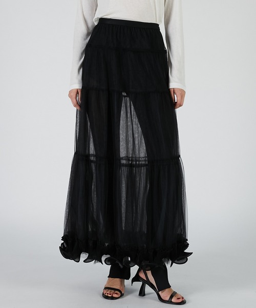 PRANK PROJECT（プランクプロジェクト）の「フリルヘムチュールスカート / Ruffle Hem Tulle Skirt（スカート・レディース・ブラック/ベージュ/レッド・36/38）」の2枚目の写真