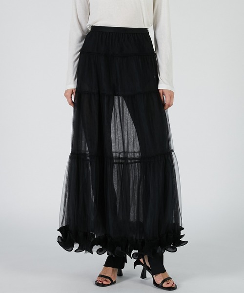 PRANK PROJECT（プランクプロジェクト）の「フリルヘムチュールスカート / Ruffle Hem Tulle Skirt（スカート・レディース・ブラック/ベージュ/レッド・36/38）」の6枚目の写真