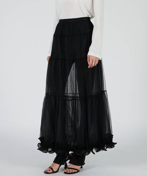 PRANK PROJECT（プランクプロジェクト）の「フリルヘムチュールスカート / Ruffle Hem Tulle Skirt（スカート・レディース・ブラック/ベージュ/レッド・36/38）」の7枚目の写真