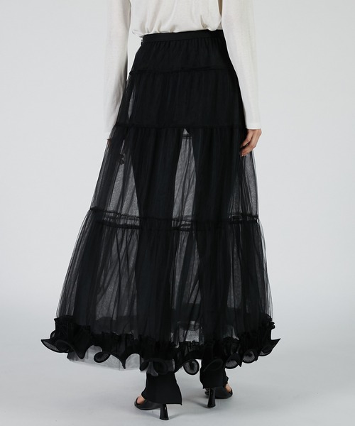 PRANK PROJECT（プランクプロジェクト）の「フリルヘムチュールスカート / Ruffle Hem Tulle Skirt（スカート・レディース・ブラック/ベージュ/レッド・36/38）」の8枚目の写真