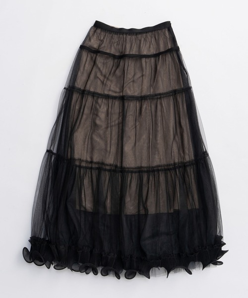 PRANK PROJECT（プランクプロジェクト）の「フリルヘムチュールスカート / Ruffle Hem Tulle Skirt（スカート・レディース・ブラック/ベージュ/レッド・36/38）」の16枚目の写真