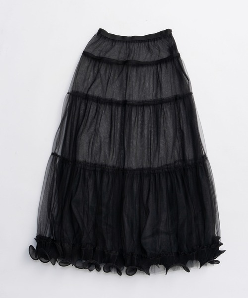 PRANK PROJECT（プランクプロジェクト）の「フリルヘムチュールスカート / Ruffle Hem Tulle Skirt（スカート・レディース・ブラック/ベージュ/レッド・36/38）」の17枚目の写真