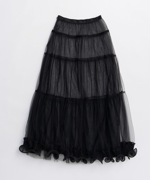 PRANK PROJECT（プランクプロジェクト）の「フリルヘムチュールスカート / Ruffle Hem Tulle Skirt（スカート・レディース・ブラック/ベージュ/レッド・36/38）」の18枚目の写真