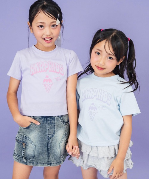 ANAP kids（アナップキッズ）の「アイスクリームプリントモチーフTシャツ（Tシャツ/カットソー・キッズ・ラベンダー/ホワイト/サックスブルー・110cm/120cm/130cm）」の3枚目の写真