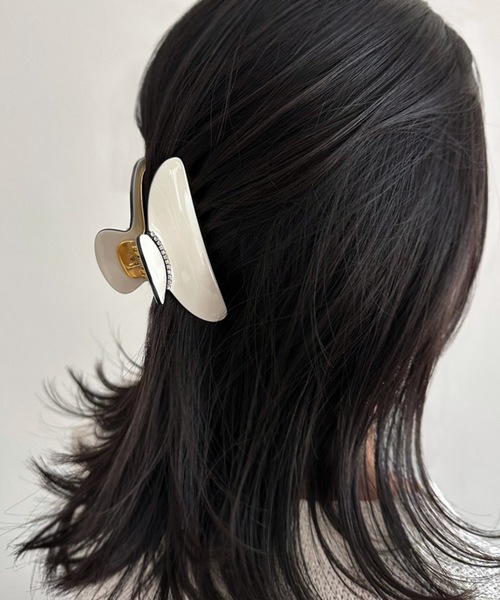 ヘアクリップ ベージュ ストーン付き 送料無料 メタルサンフラワーヘアクリップ クロス バンス