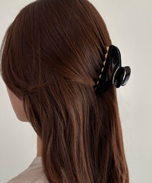 ベージュ ヘアクリップ ストーン付き バイカラーポイントストーンヘアクリップ Emma Taylor