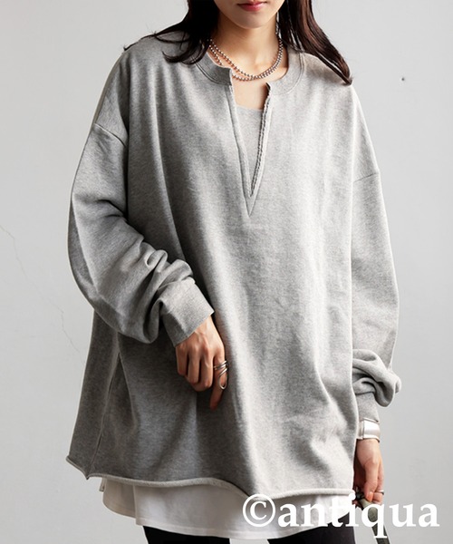 antiqua(アンティカ)の「綿100 裏毛 トップス(その他トップス・レディース・杢グレー/グレイッシュベージュ/ブラック/アイボリー・ONESIZE)」の18枚目の写真