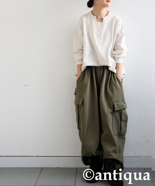 antiqua(アンティカ)の「綿100 裏毛 トップス(その他トップス・レディース・杢グレー/グレイッシュベージュ/ブラック/アイボリー・ONESIZE)」の5枚目の写真