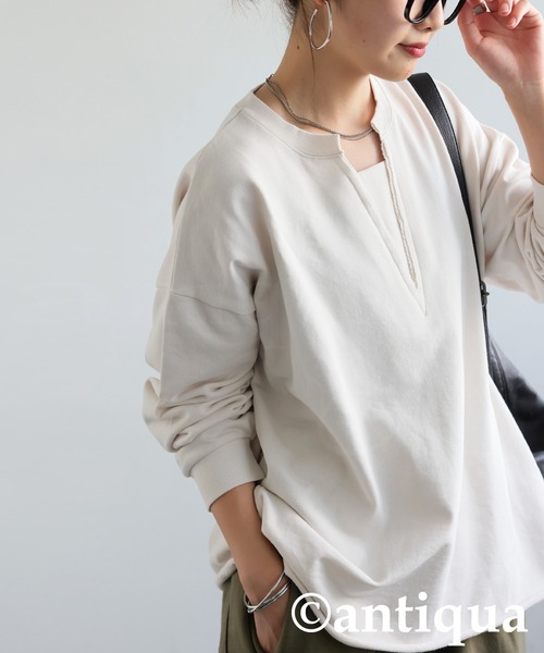 antiqua(アンティカ)の「綿100 裏毛 トップス(その他トップス・レディース・杢グレー/グレイッシュベージュ/ブラック/アイボリー・ONESIZE)」の6枚目の写真